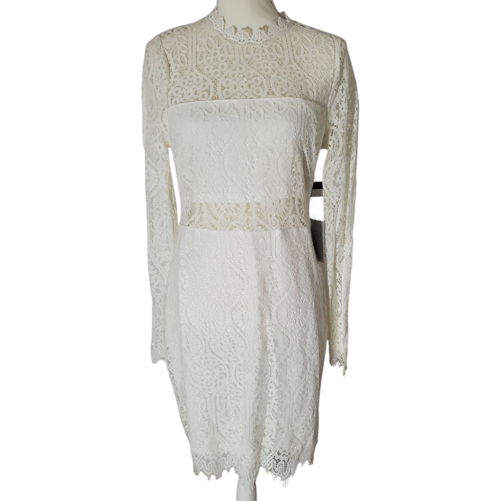 Appetite for Seduction White Lace Long Sleeve Dress | Lulus | Size Large NWT - Picture 7 of 8